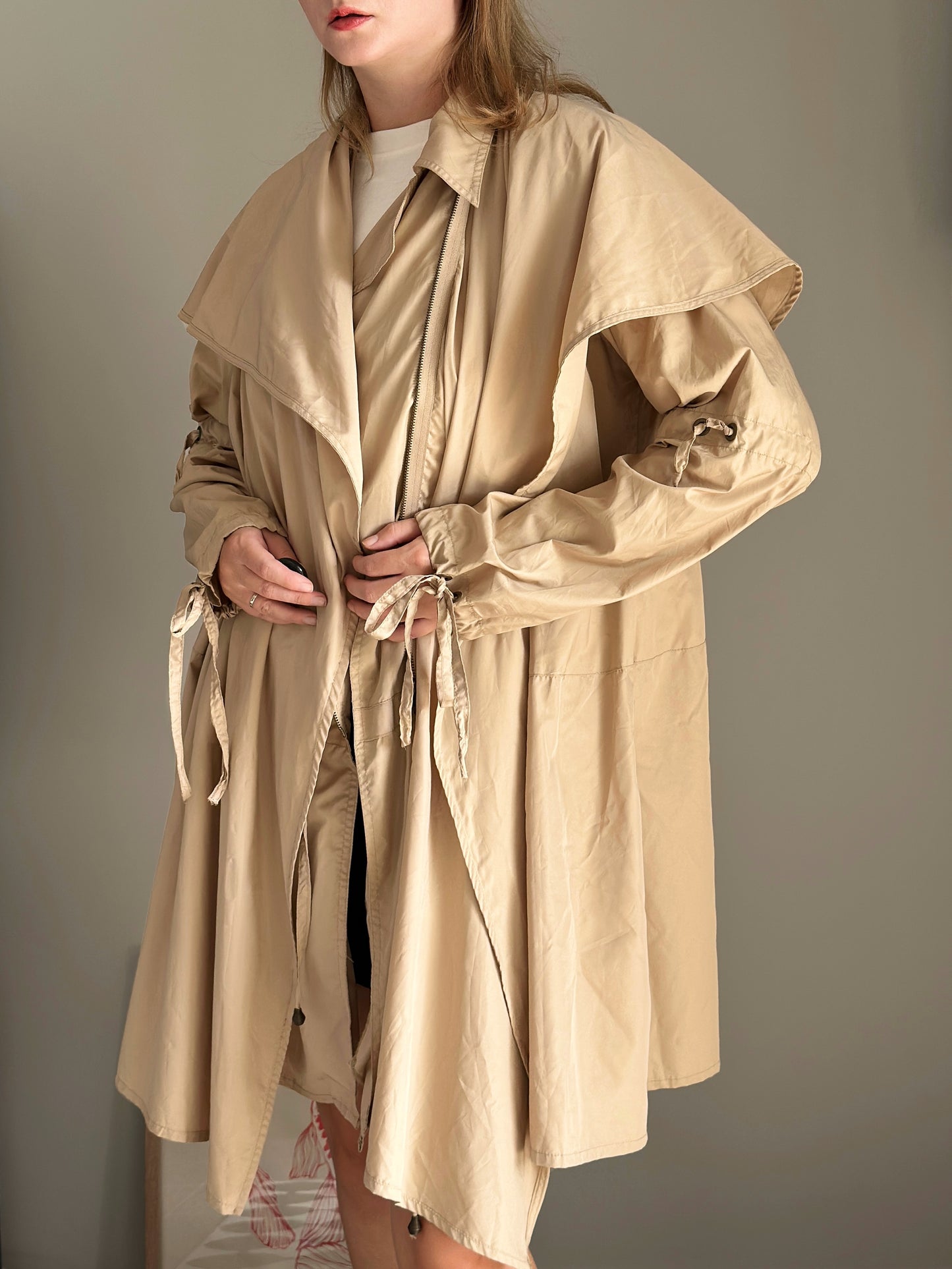 Statement beige trench coat
