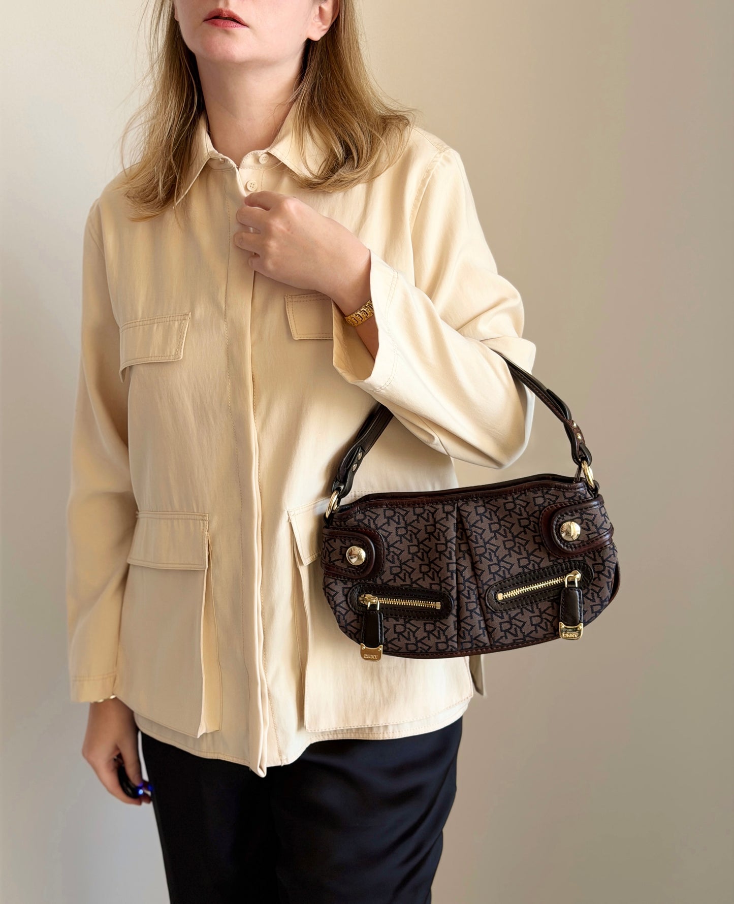 Vintage DKNY bag in signature brown monogram