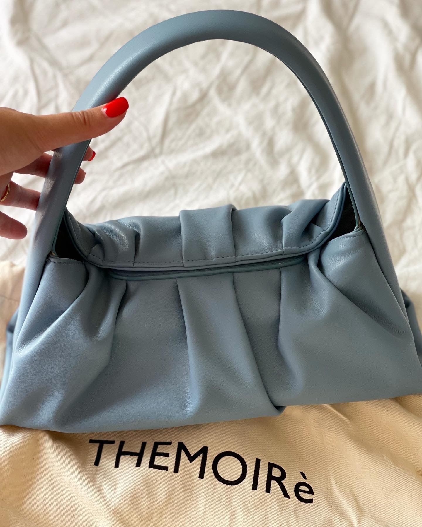 Themoirè blue artificial leather tote bag