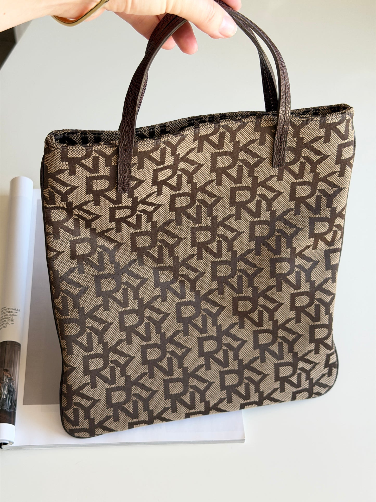 Vintage DKNY brown tote bag
