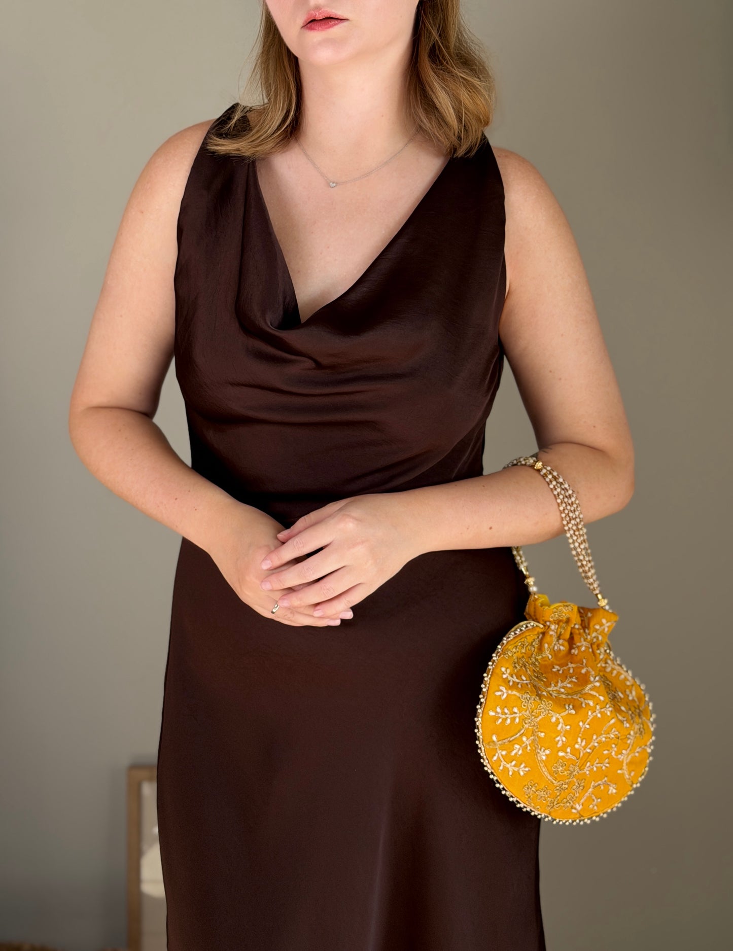 Elegant chocolate brown maxi dress Zara