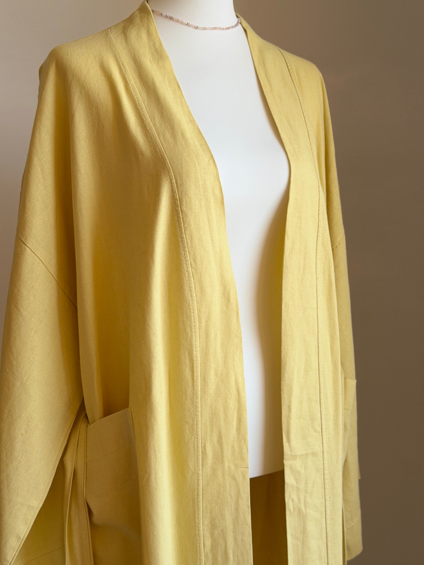 Oversized yellow linen robe