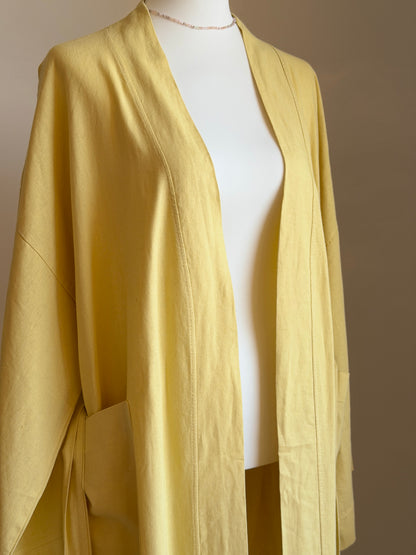 Oversized yellow linen robe