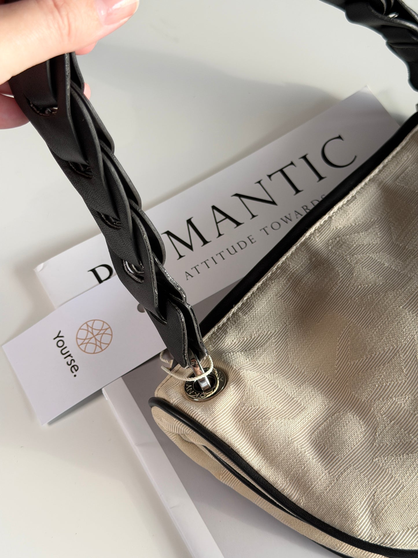 Stylish vintage DKNY cream shoulder bag