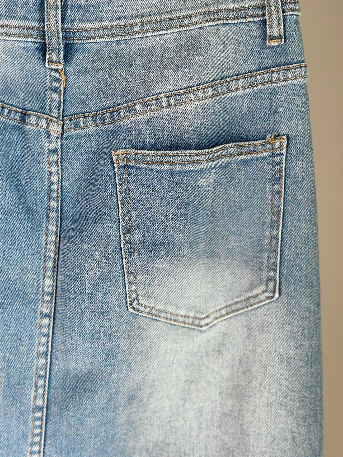 Denim maxi skirt with slit