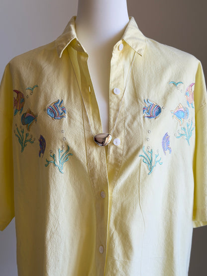 Vintage embroidered fish shirt