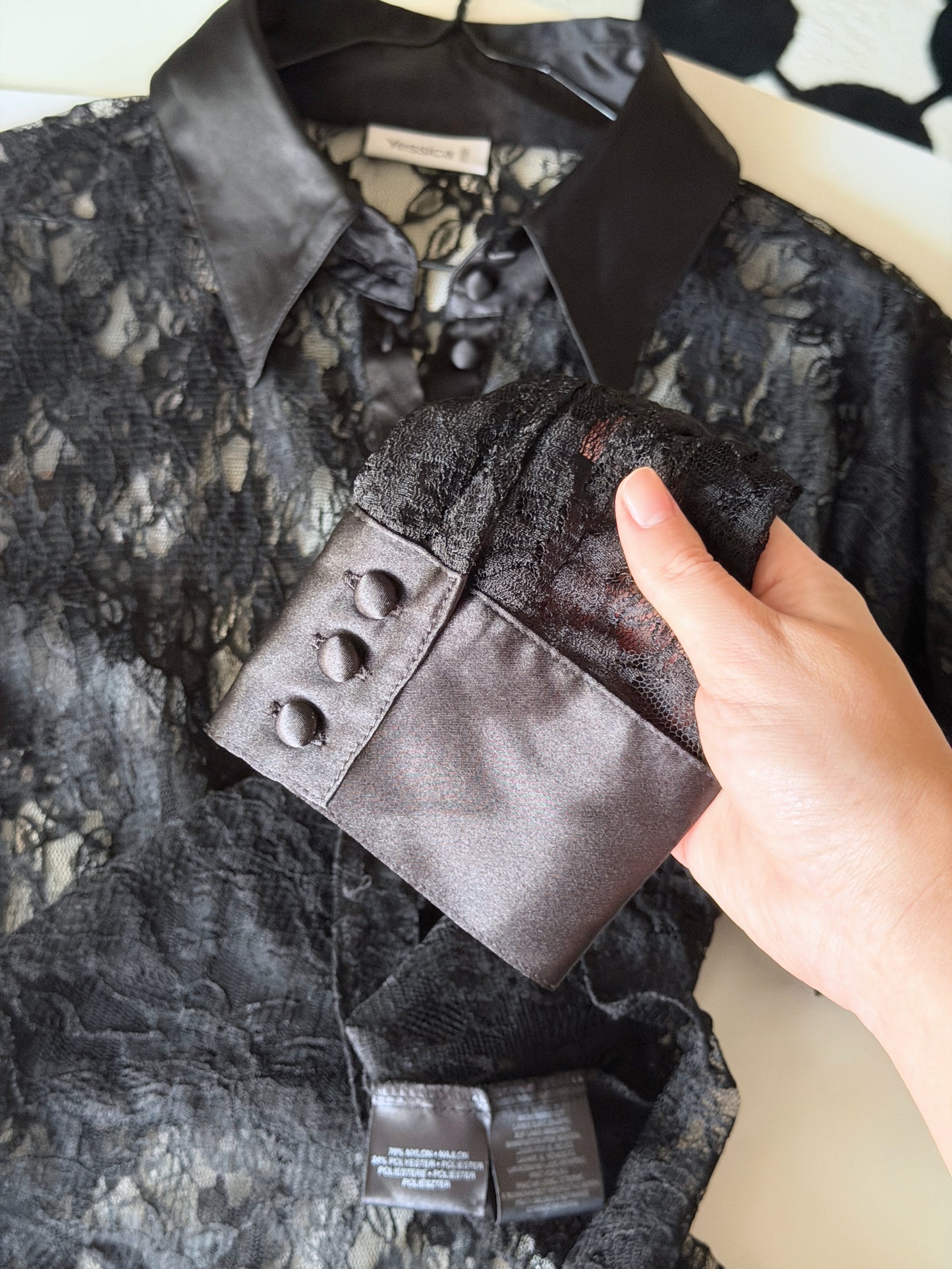 Sophisticated black lace blouse by Yessica