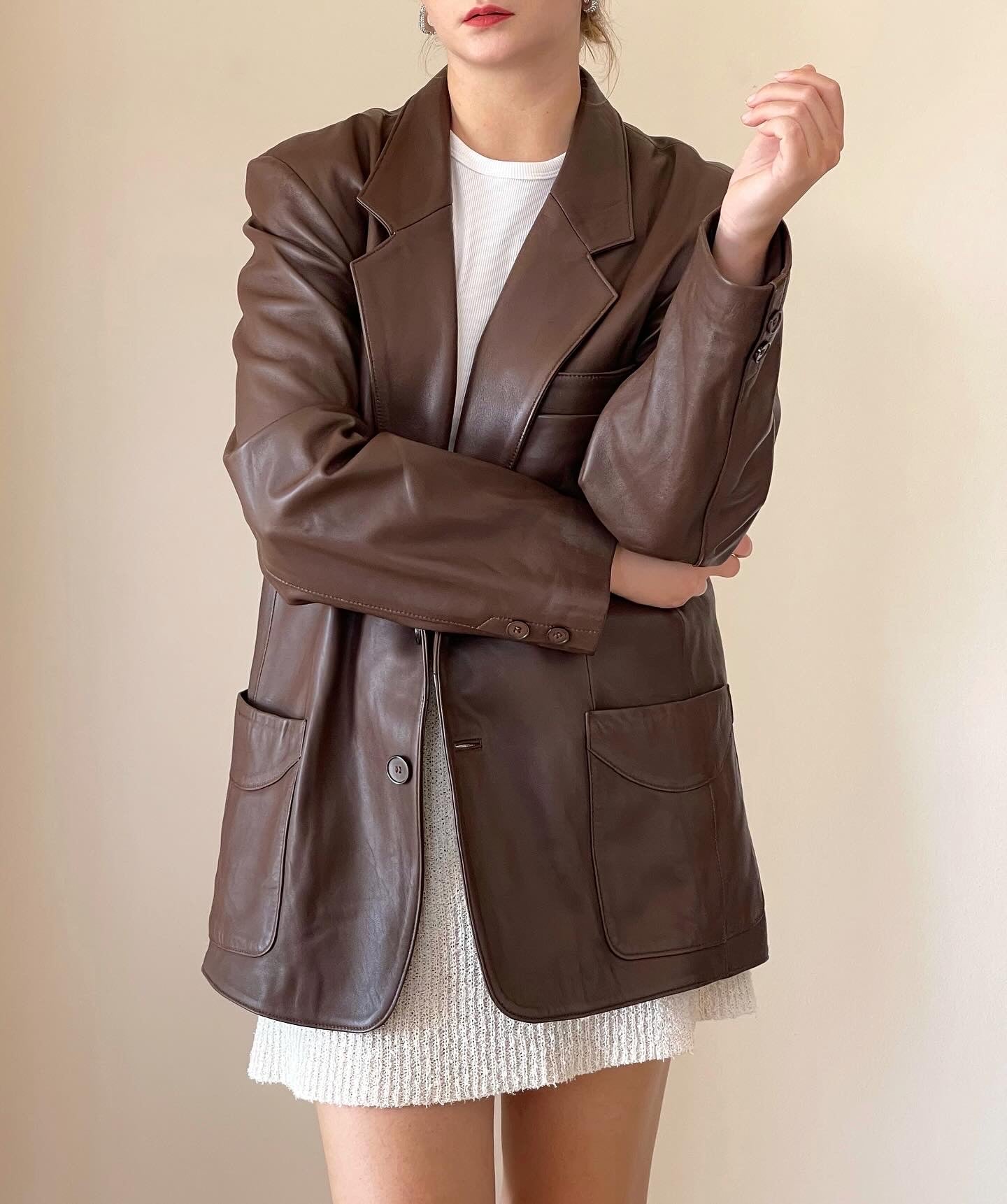 Vintage oversized leather jacket