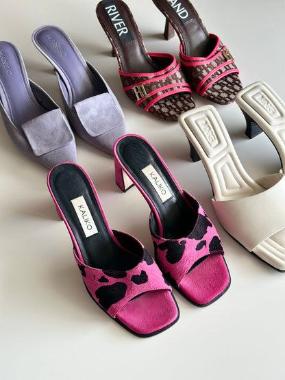Amazing vibrant suede Kaliko mules