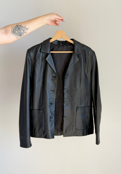 Vintage black leather blazer