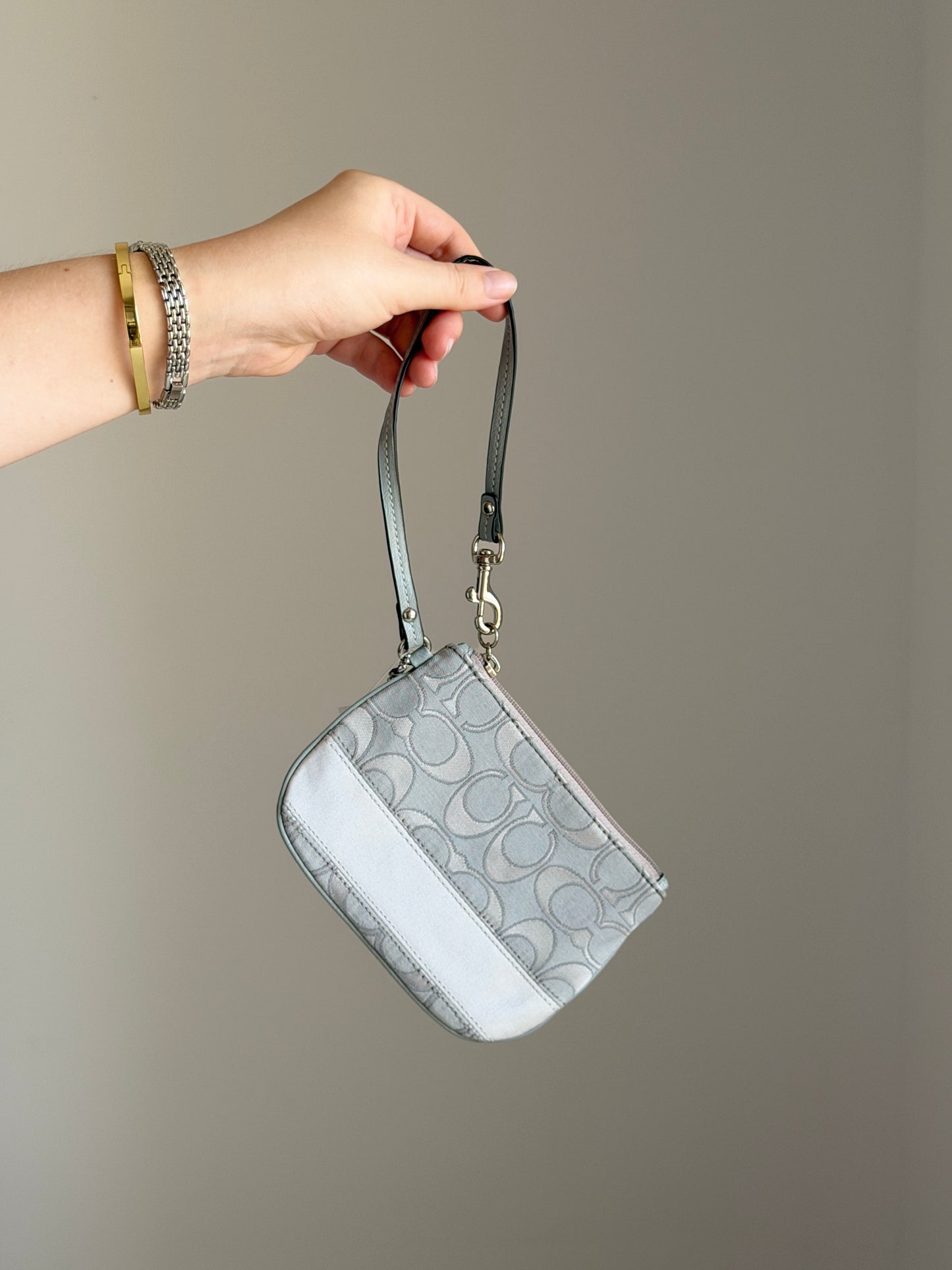 Vintage Coach grey signature wristlet