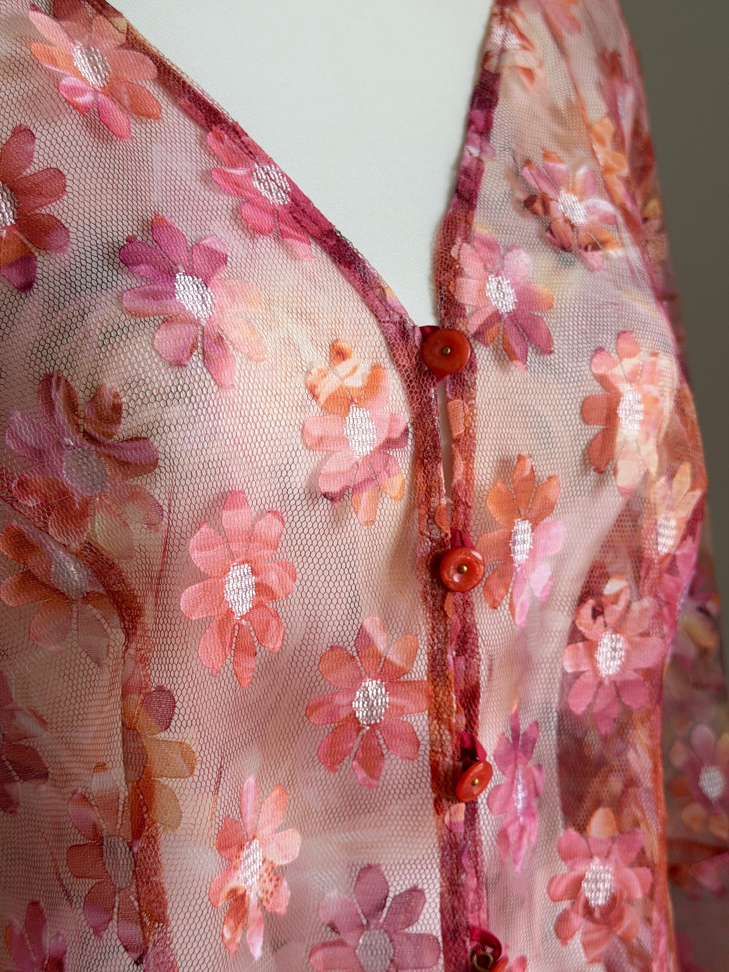 Romantic vintage sheer mesh blouse