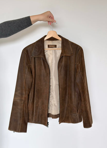 Vintage 100% leather distressed jacket