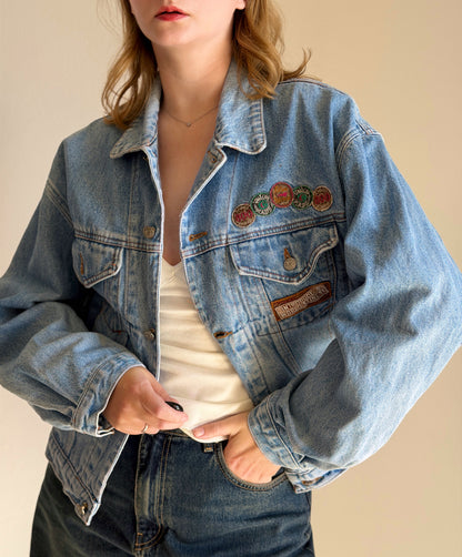 Vintage denim jacket in a light blue wash
