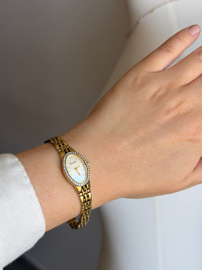 Amazing vintage gold-tone watch Accurist with crystals