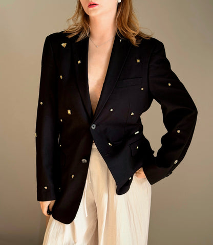 Vintage black blazer with champagne stones
