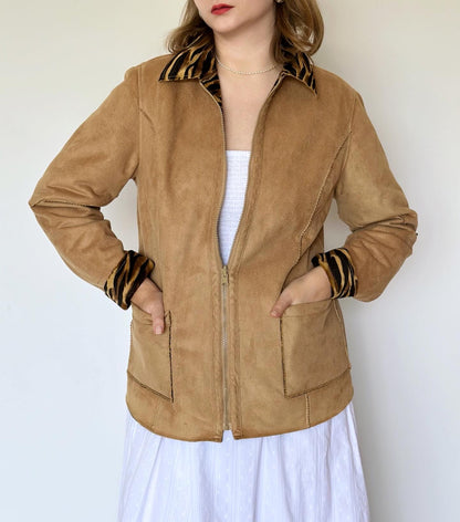 Vintage caramel jacket with 2 sides