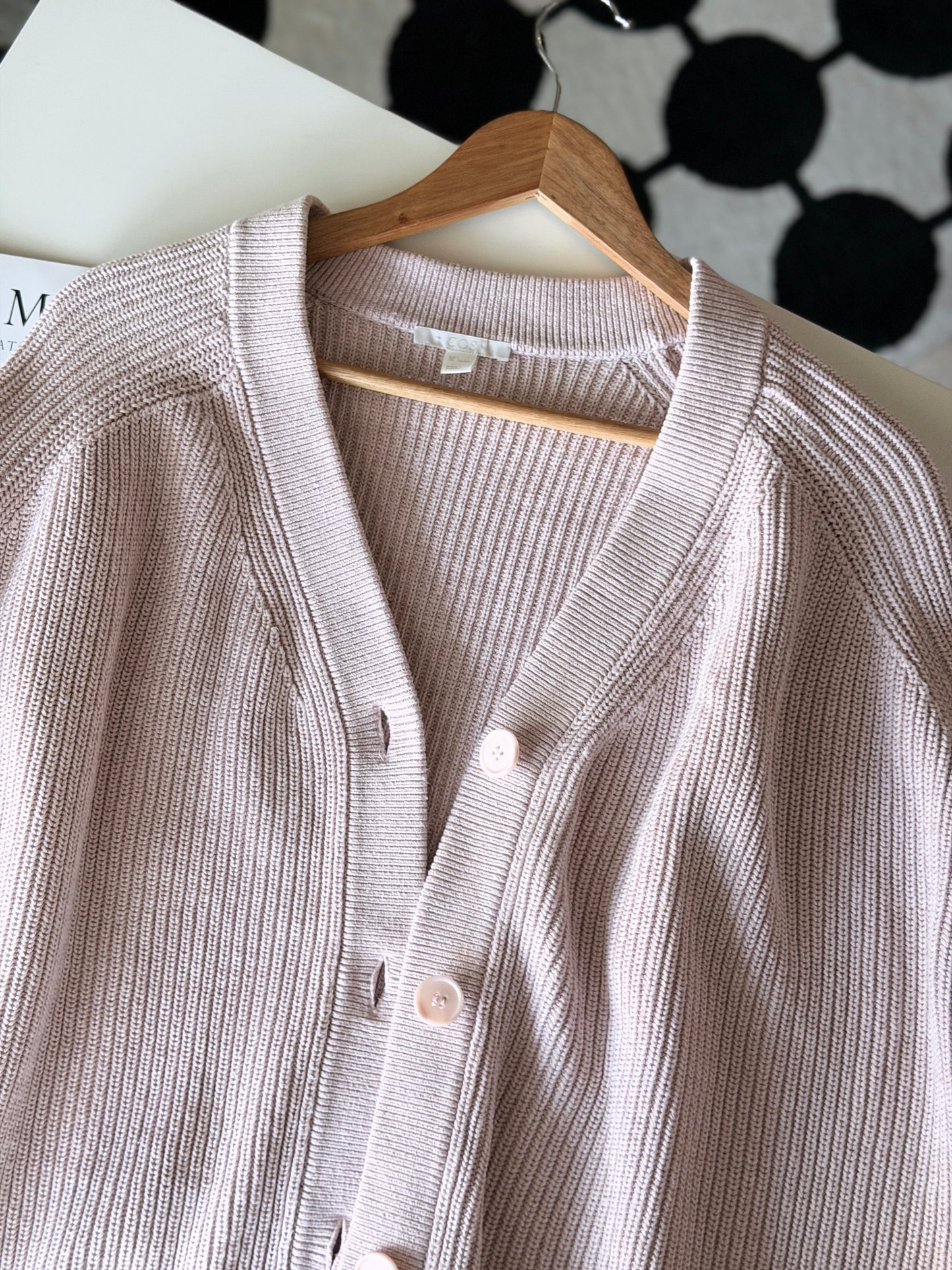 Cozy light pink cardigan from COS