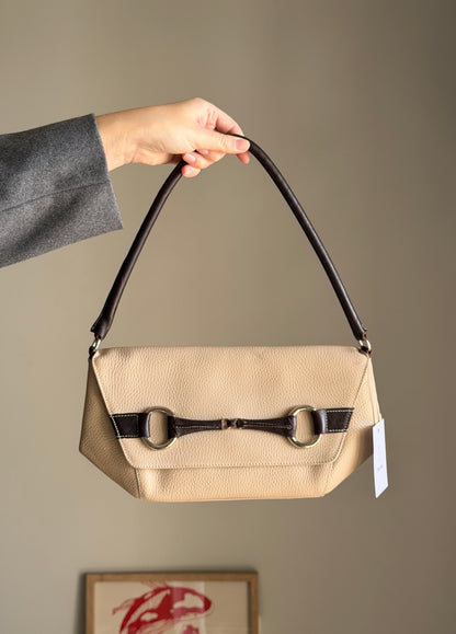 Sophisticated leather beige bag (made in Spain)