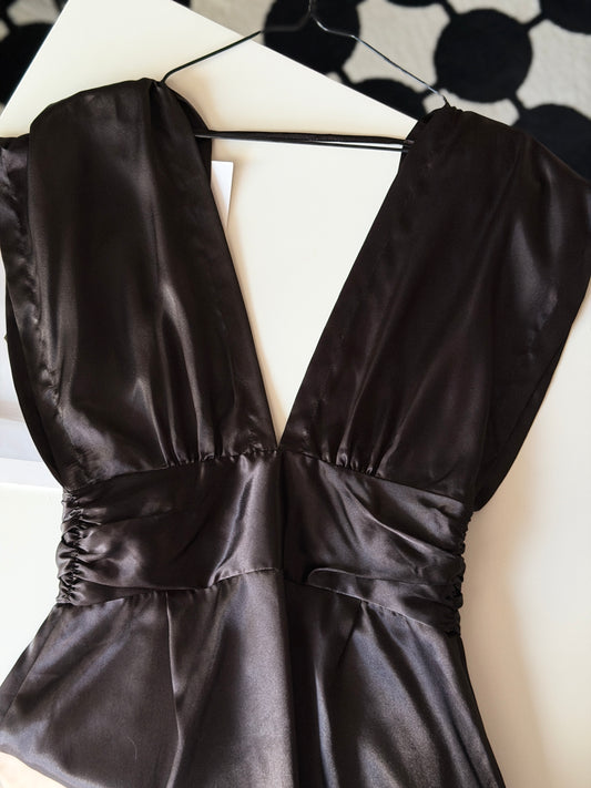 Striking black satin lingerie top