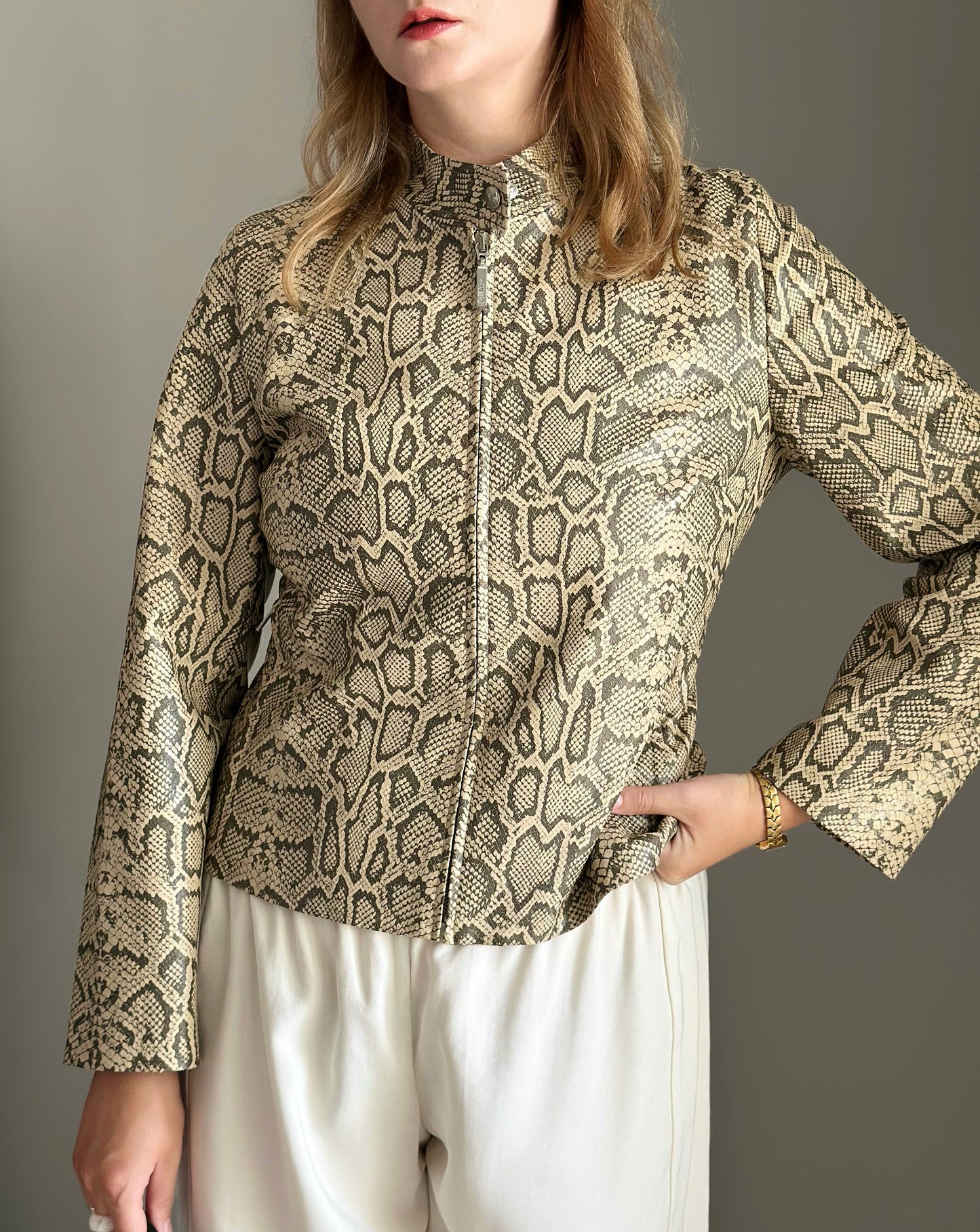 Amazing vintage snake-print faux leather jacket