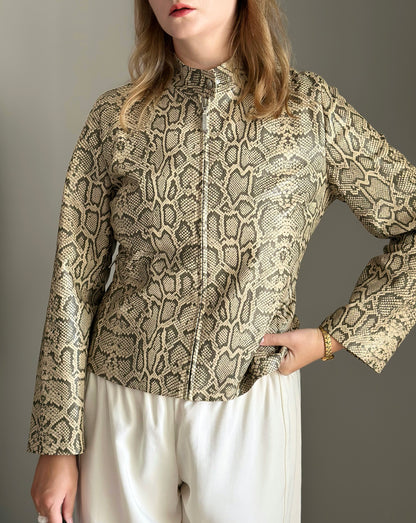 Amazing vintage snake-print faux leather jacket