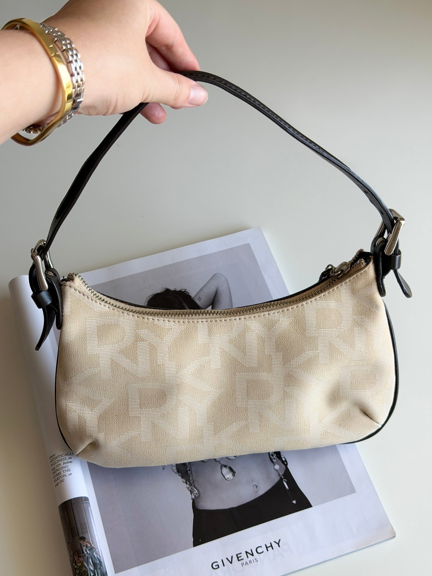 Vintage DKNY beige monogram mini bag