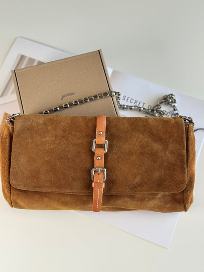 Beautiful caramel suede shoulder bag