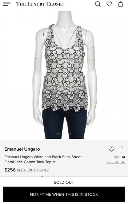 Stunning vintage authentic tank top from Emanuel Ungaro