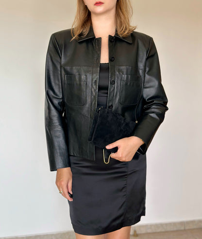 Stunning vintage minimalistic leather jacket