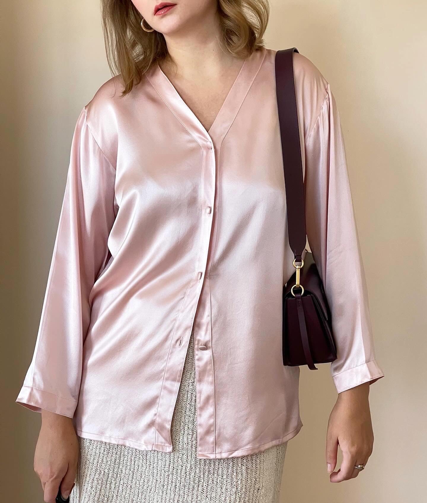 Elegant vintage pink blouse in pajama style