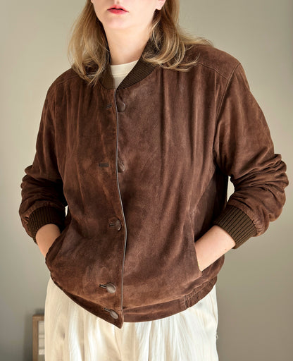 Vintage brown suede bomber jacket
