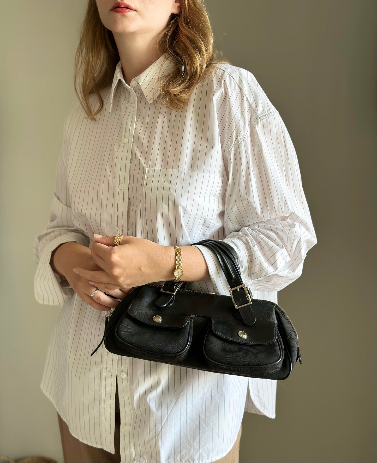 Lovely vintage DKNY satchel black bag