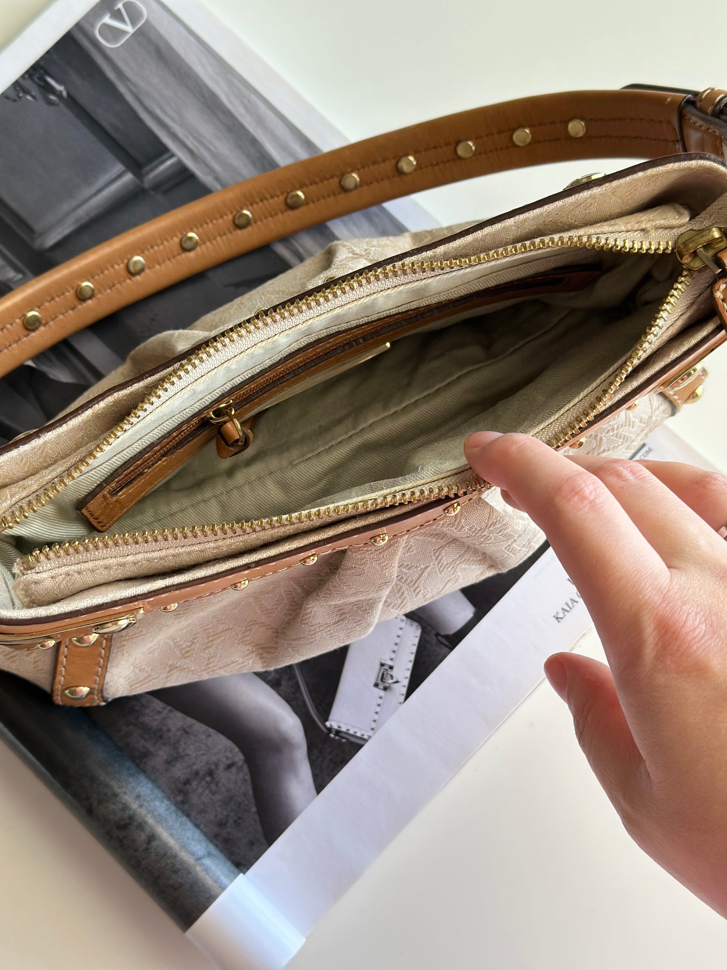 Vintage chic DKNY small bag with edgy details