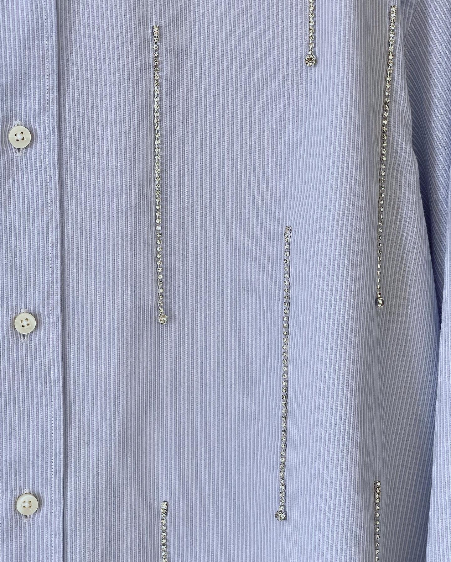 Stunning oversized men's shirt hand-decorated with rhinestone crystal chain