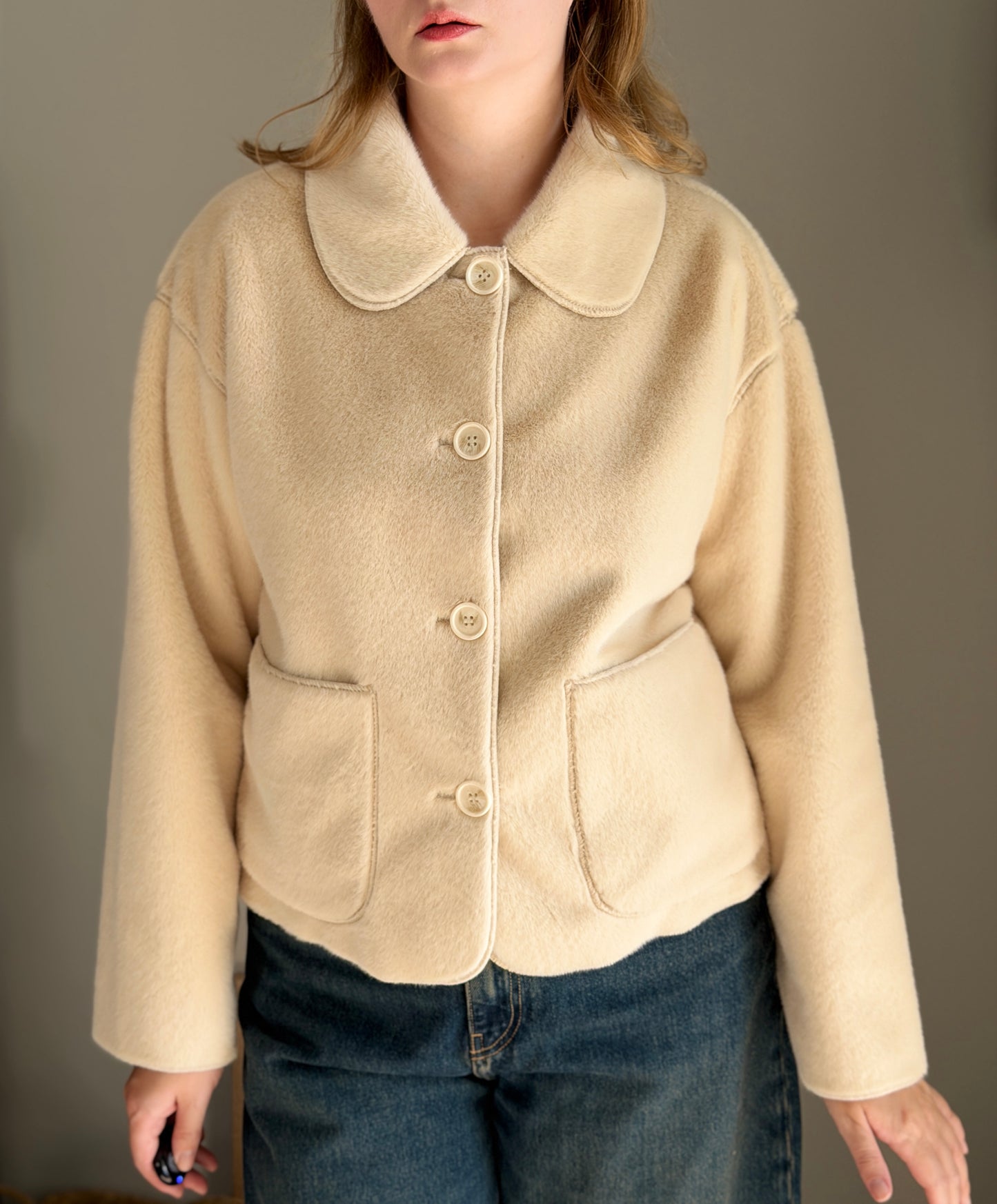 Charming cream faux fur jacket from ICHI