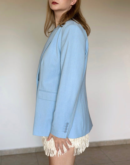 Pre-loved tailored blazer in a soft powder blue shade