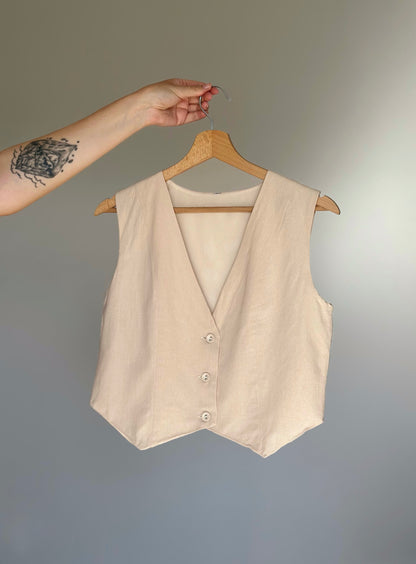 Lovely beige cotton minimalistic vest