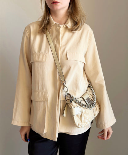 Vintage Guess bag in beige monogram with bold chain
