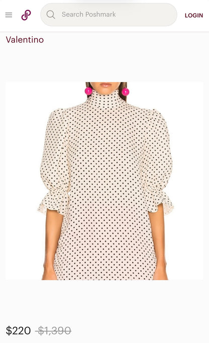 Authentic Valentino polka dot silk blouse