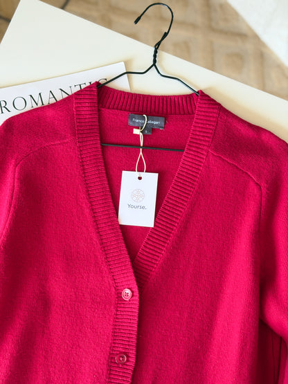 Crimson red wool cardigan