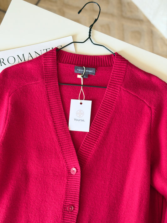 Crimson red wool cardigan