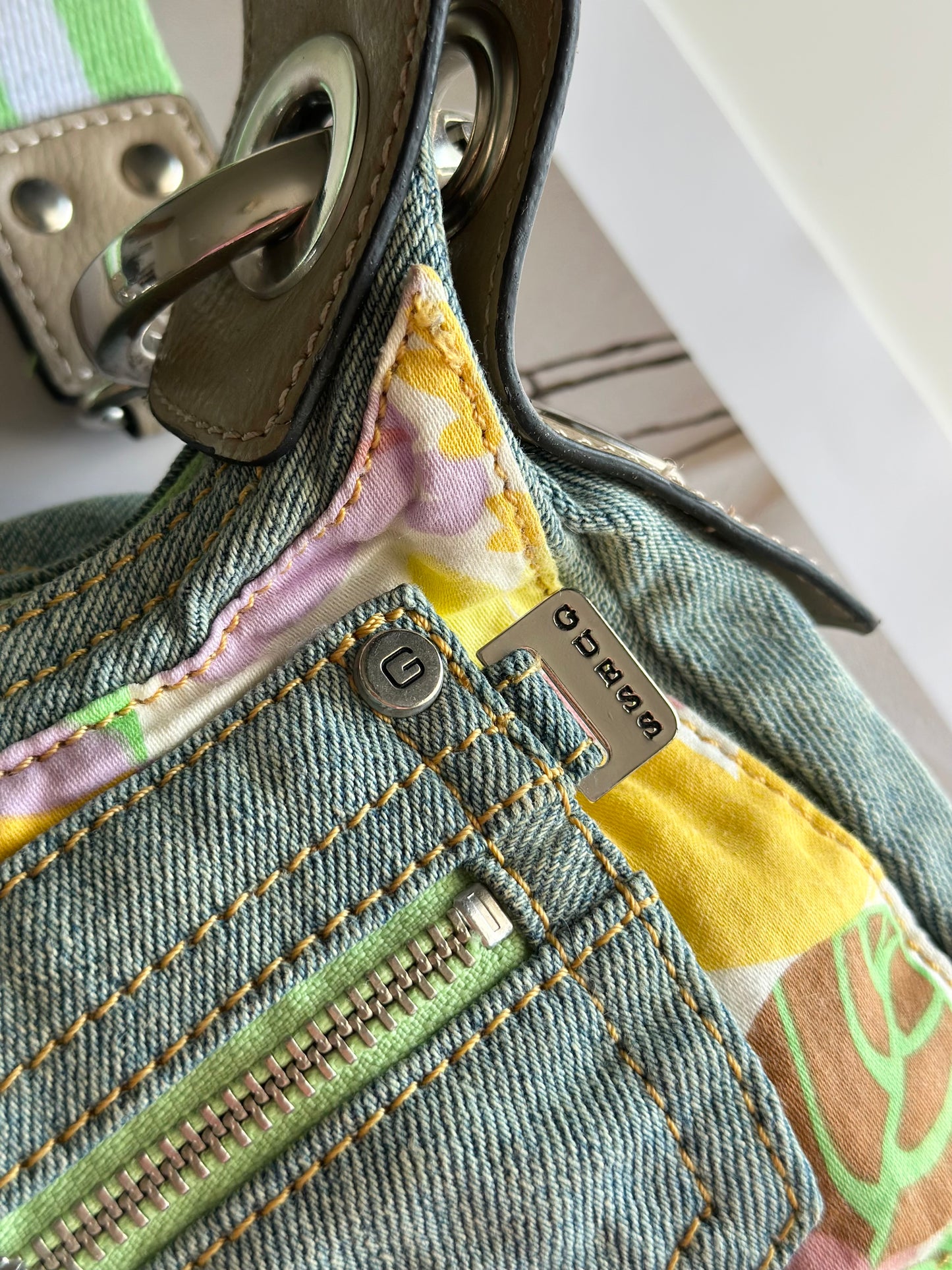 Rare vintage playful denim bag by Guess