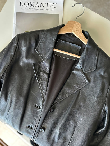 Vintage black nappa leather blazer 90s