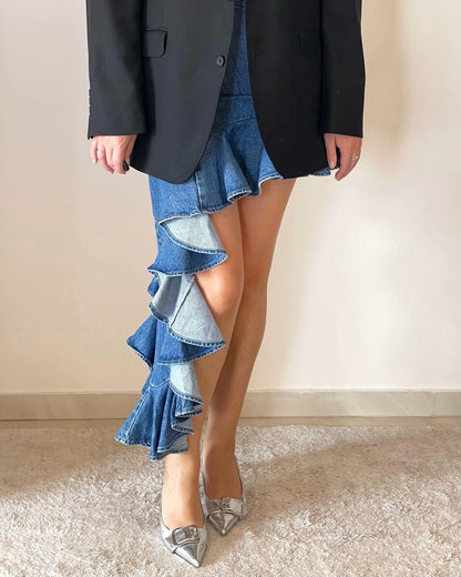 Amazing asymmetrical denim skirt Miss Sixty (Italy)