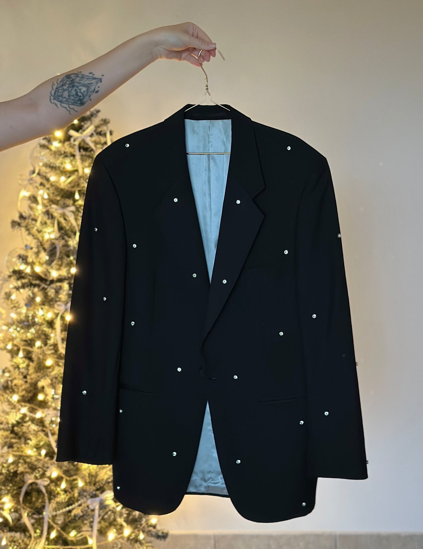 Vintage black blazer with rhinestones