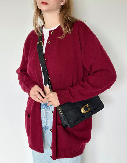 Amazing vintage burgundy 100% lambswool cardigan