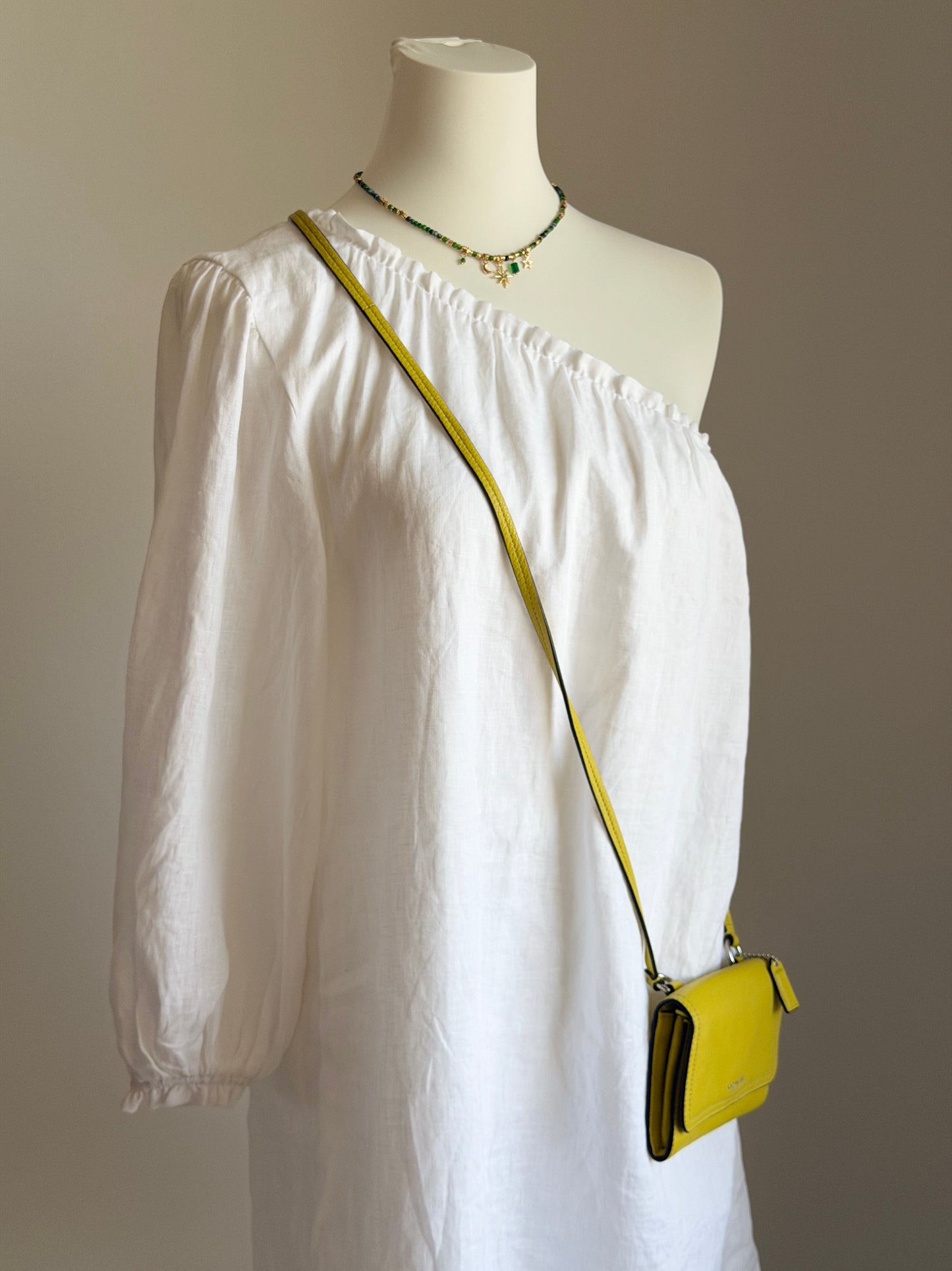 Minimalist one-shoulder linen dress