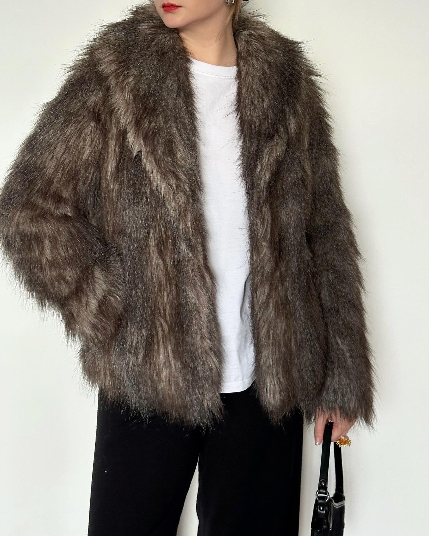 Trendy vintage faux fur jacket