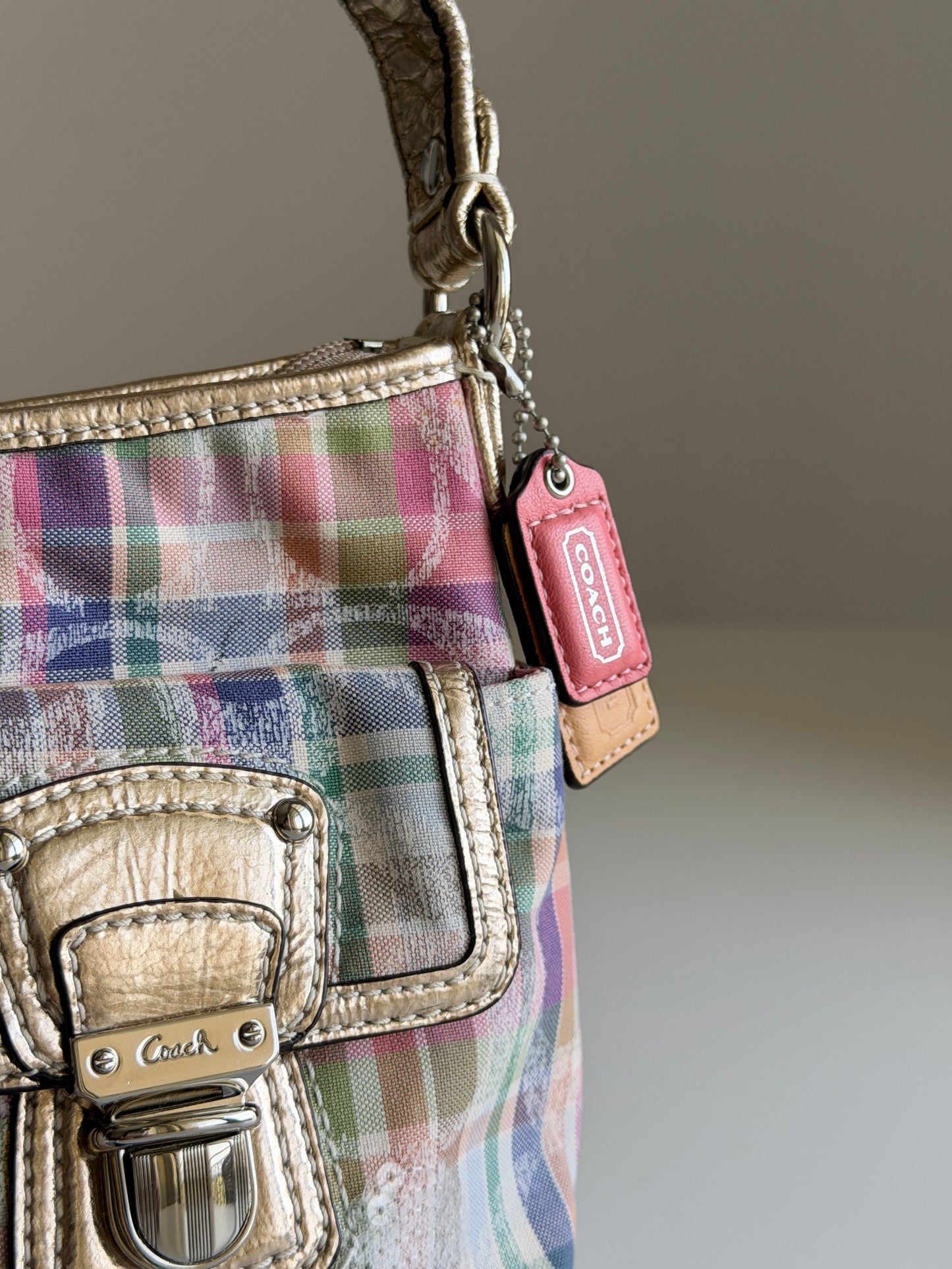 Vintage Coach plaid shoulder bag
